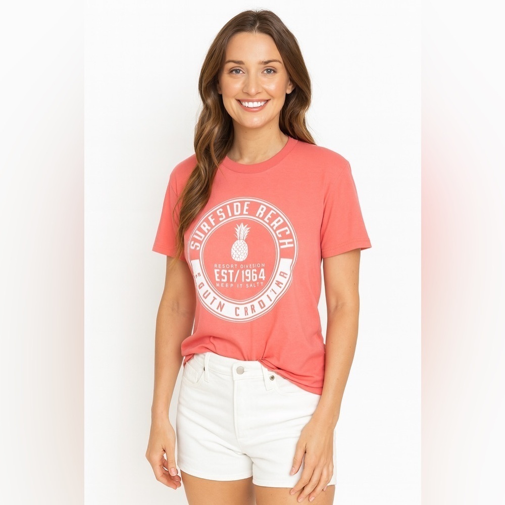 Pink Coral Surfside Beach Tee | Size S
